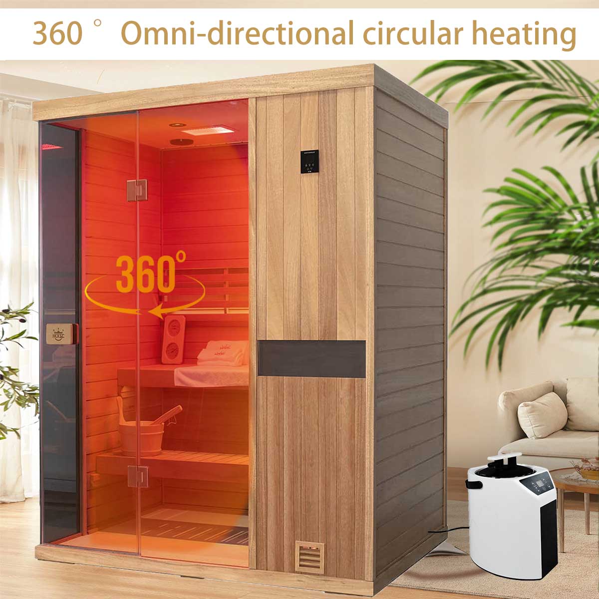1250W steam generator for sauna, built-in aroma diffuser, digital display