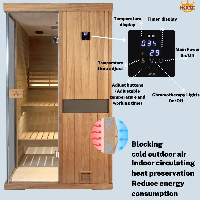 HKXSC 702ST 1-2 Person Steam Sauna | Resistant to pests | Mahogany | Negative Ion HKXSC-SAUNA