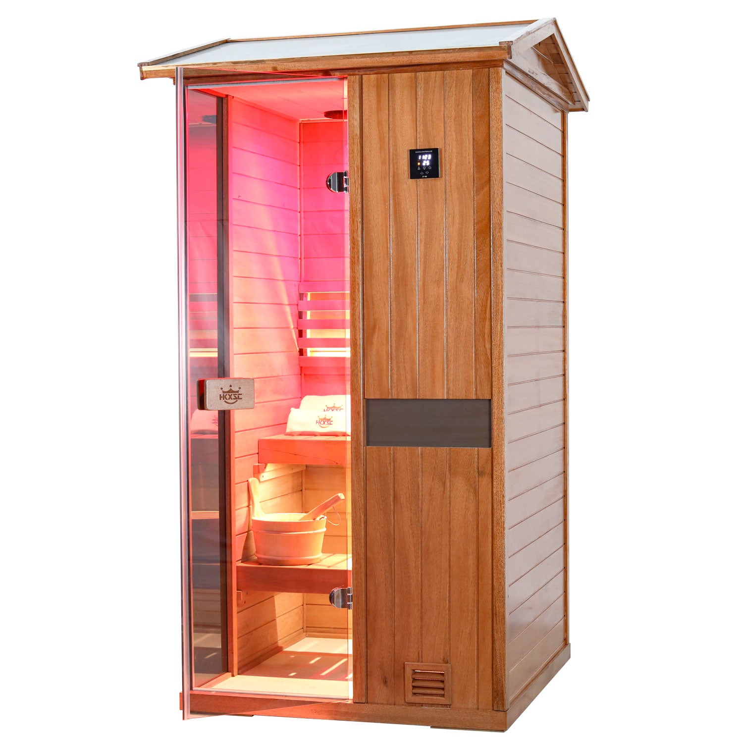 Aurora Outdoor Luxury Wood Steam Sauna - 1 Person