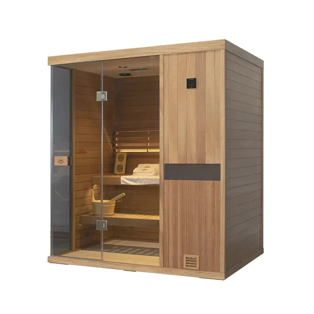 HKXSC 703ST New Upgraded Mahogany 2-3 Person Steam Sauna | Waterproof | Pest proof HKXSC-SAUNA