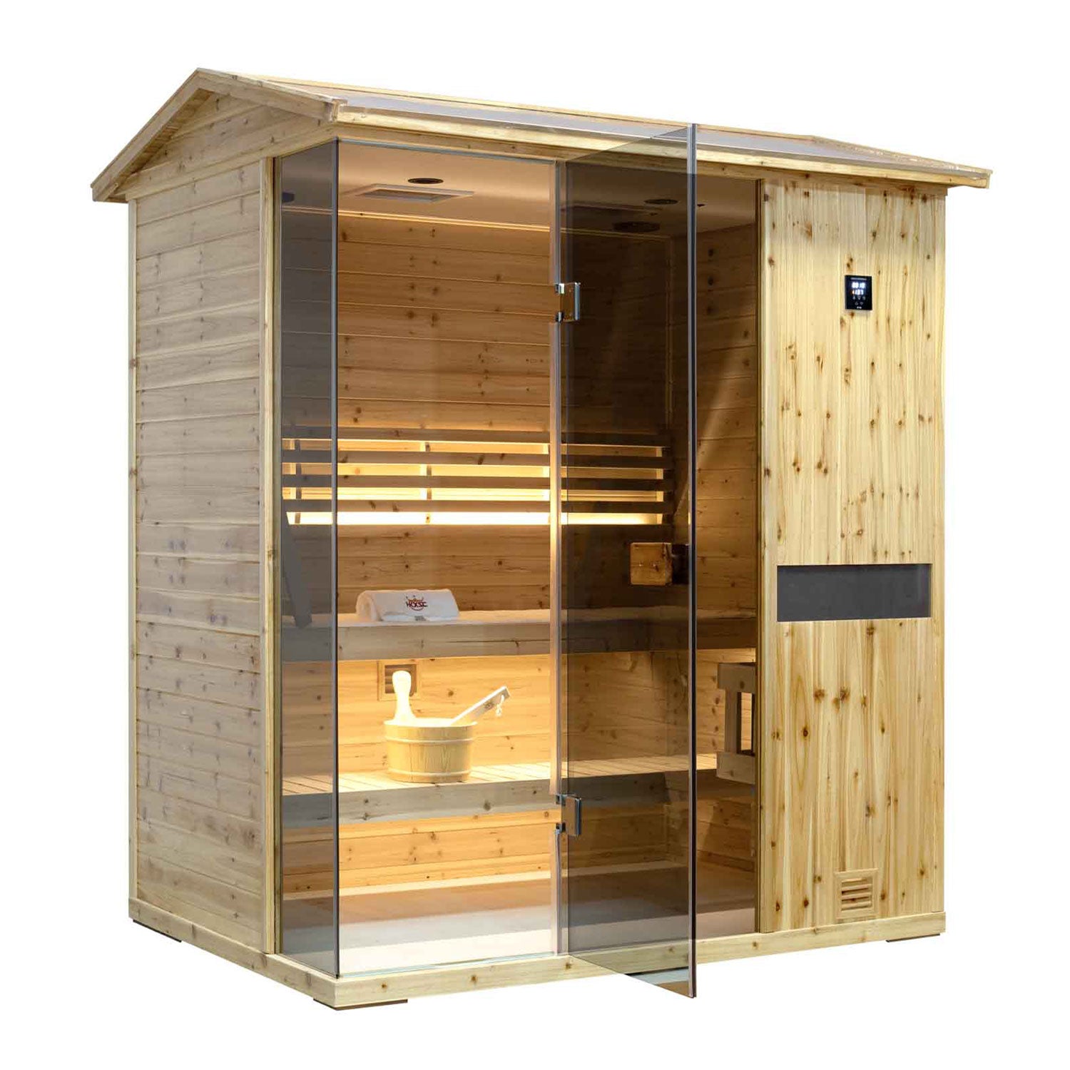 outdoor_steam_sauna_Left View Sauna for three person