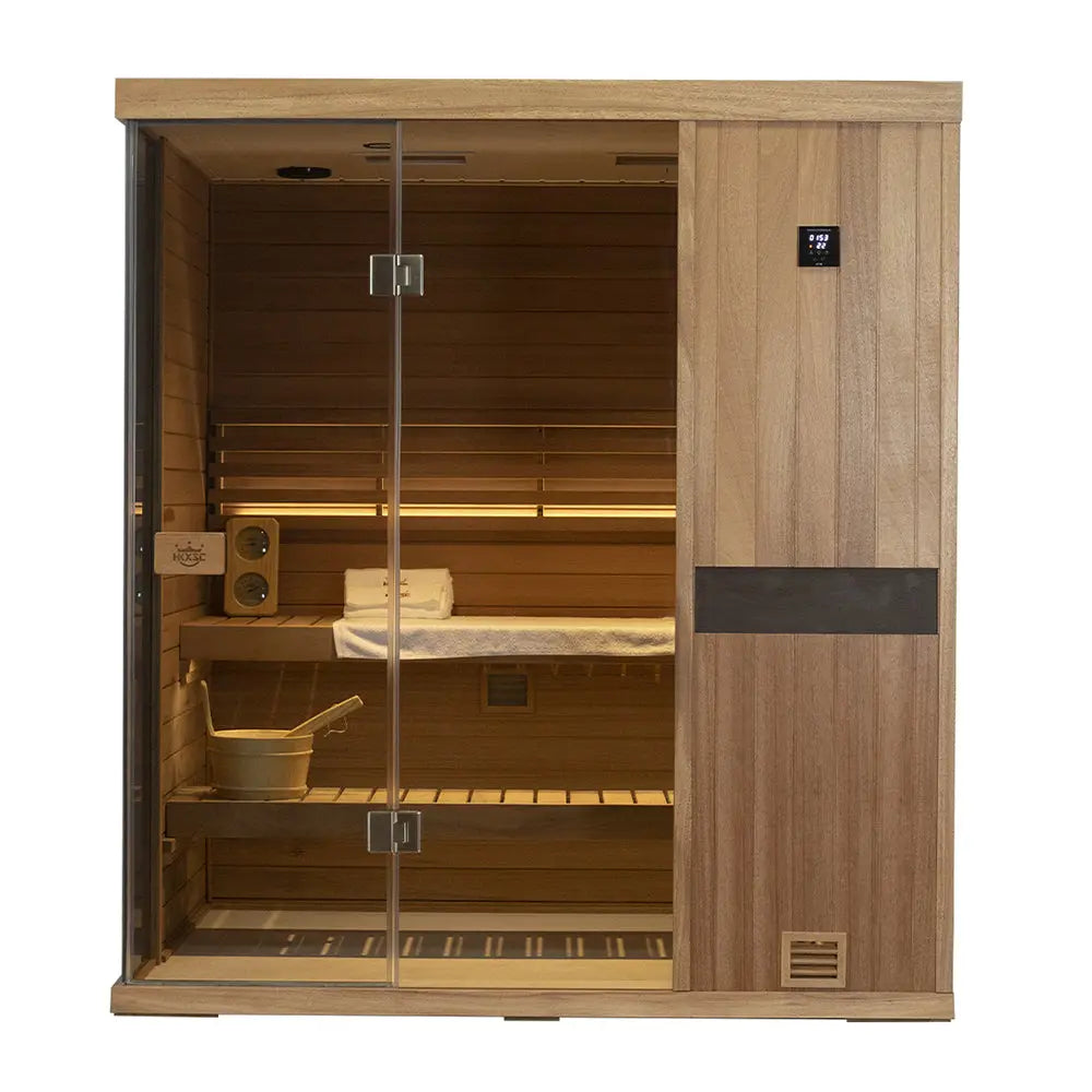 HKXSC 703ST New Upgraded Mahogany 2-3 Person Steam Sauna | Waterproof | Pest proof HKXSC-SAUNA