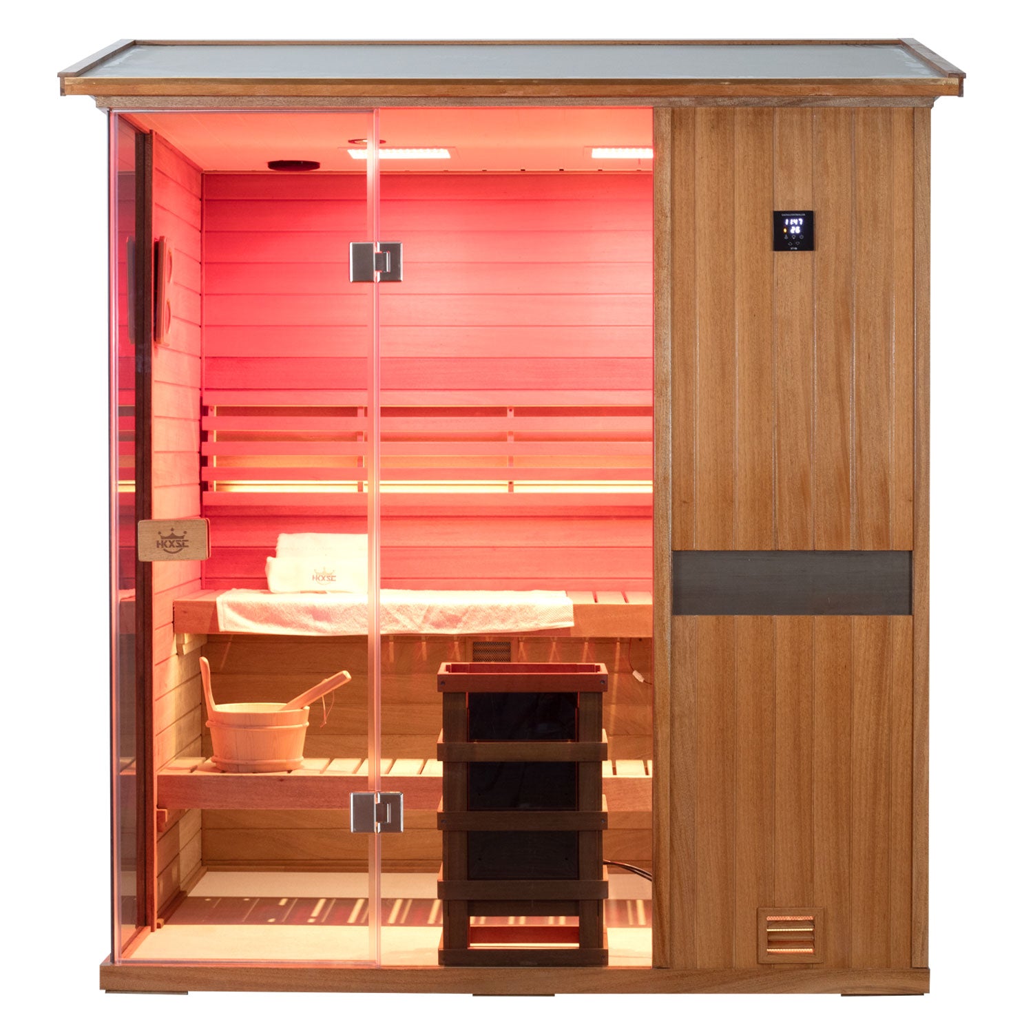 Outdoor four-person mahogany steam steam room, health care improves body microcirculation