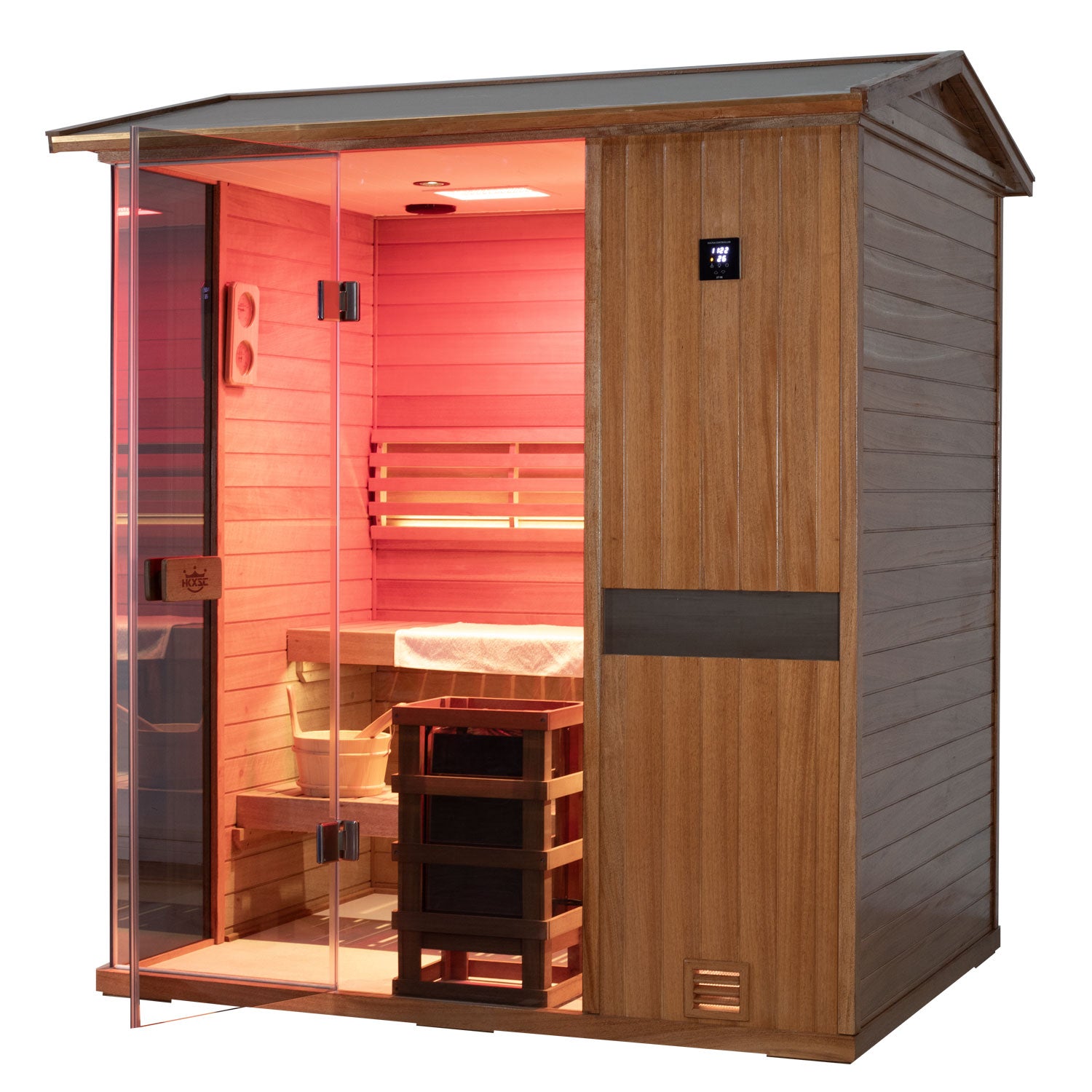 Outdoor four-person steam sauna, mahogany solid wood, safe and environmentally friendly, formaldehyde-free