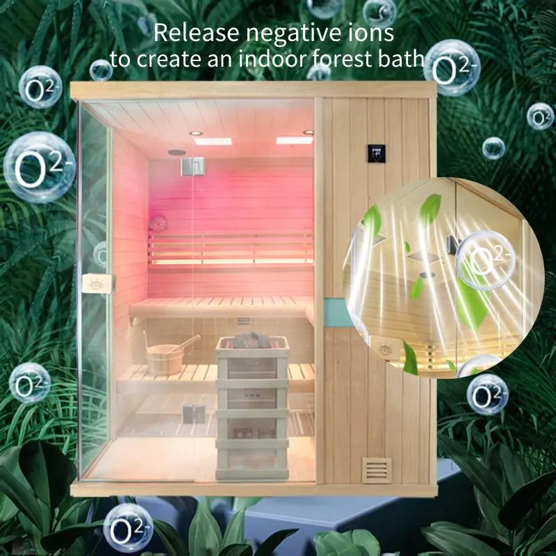 HKXSC 704SH 4 Person Steam Sauna | Hemlock | Wide Vision-Lay-Flat HKXSC-SAUNA