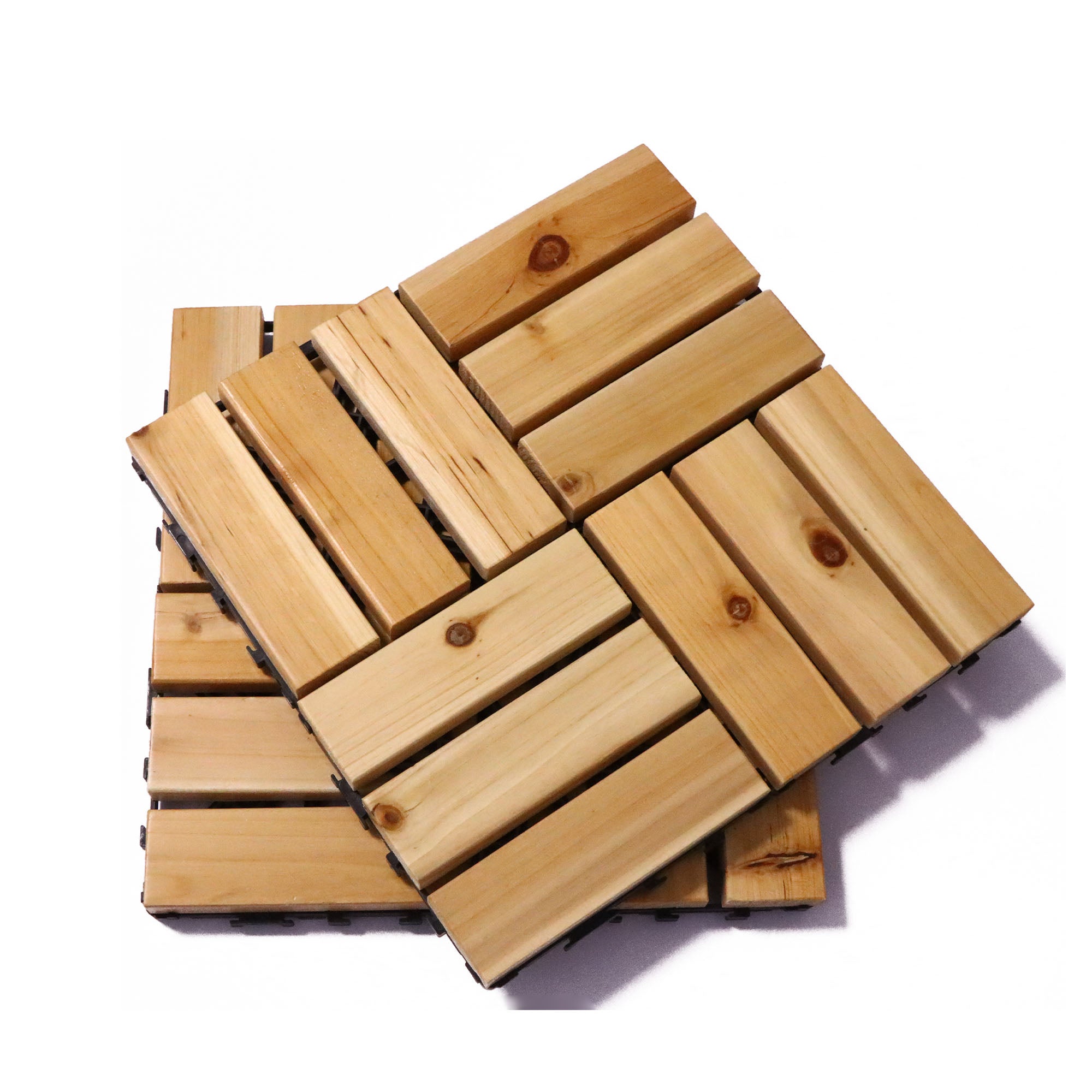 Wood Interlocking Flooring Tiles (Set of 10)