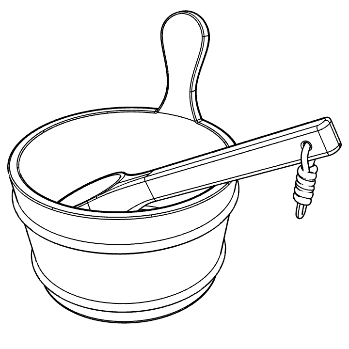 Wooden sauna bucket and ladle set for pouring water over heated stones to create steam