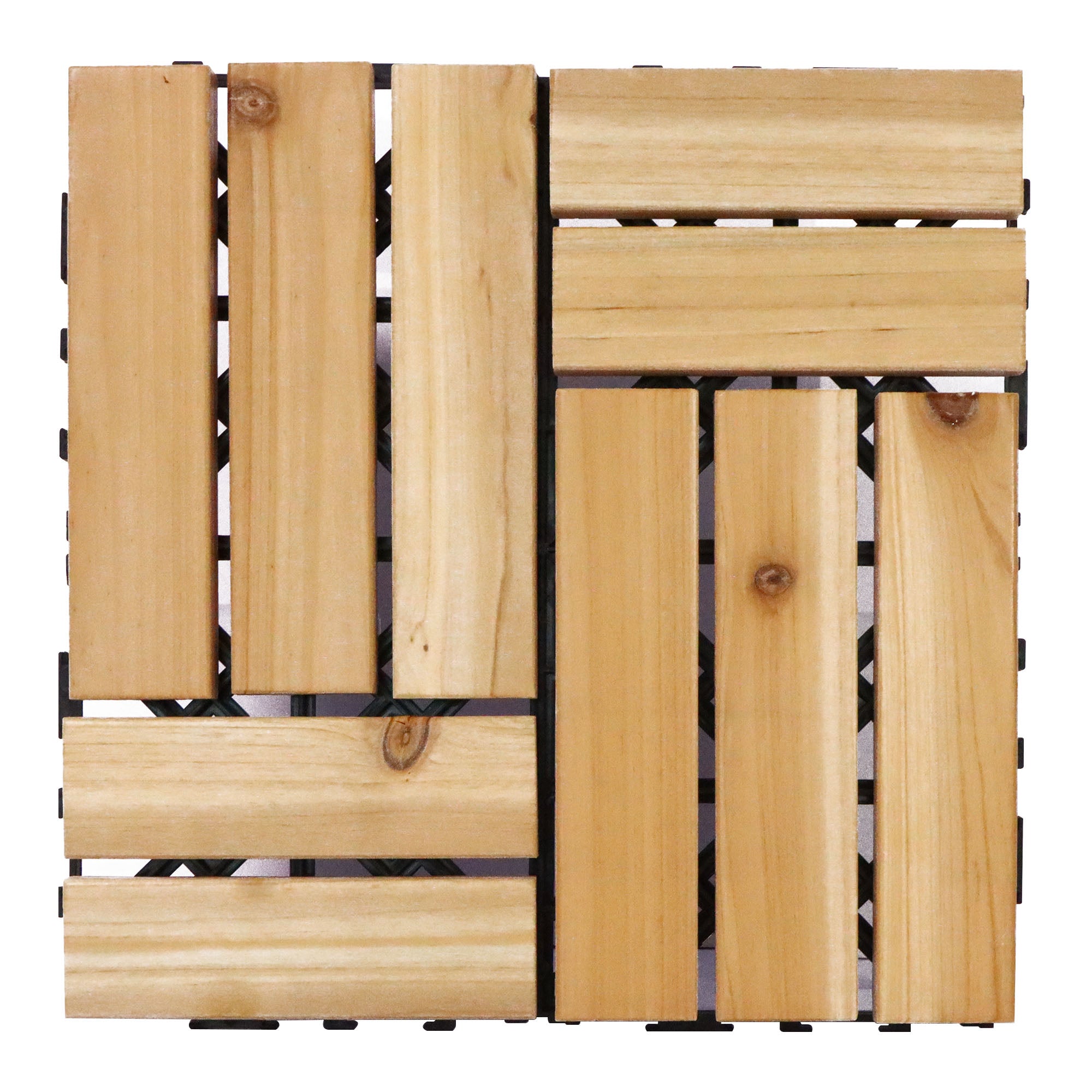 Wood Interlocking Flooring Tiles (Set of 10)