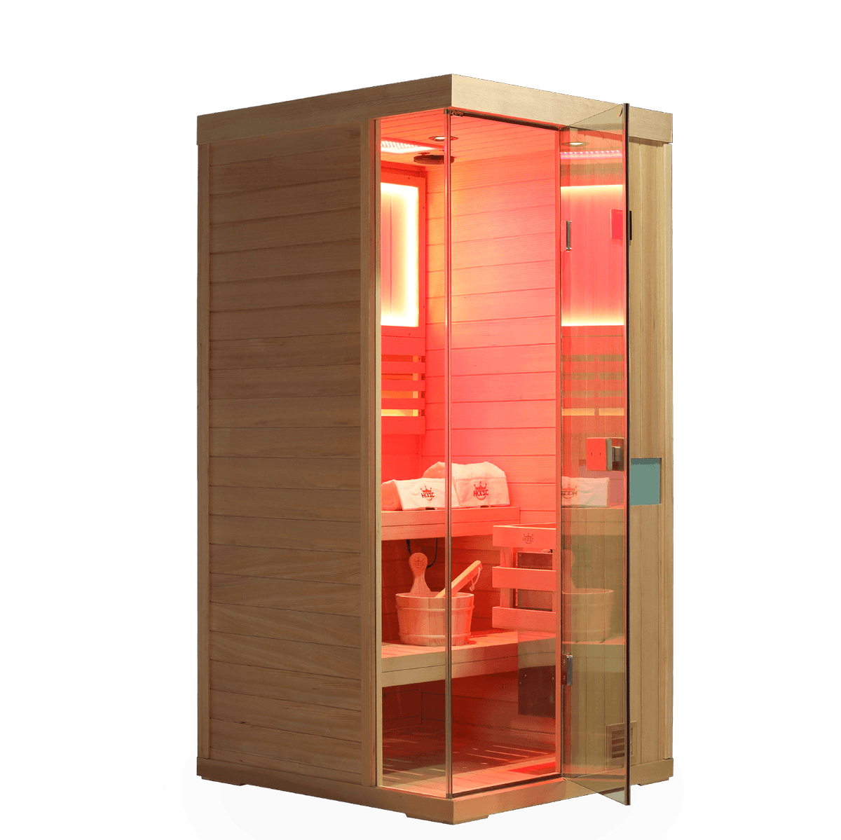 701SH 1 person indoor solid hemlock steam sauna cabin for muscle recovery and stress relief
