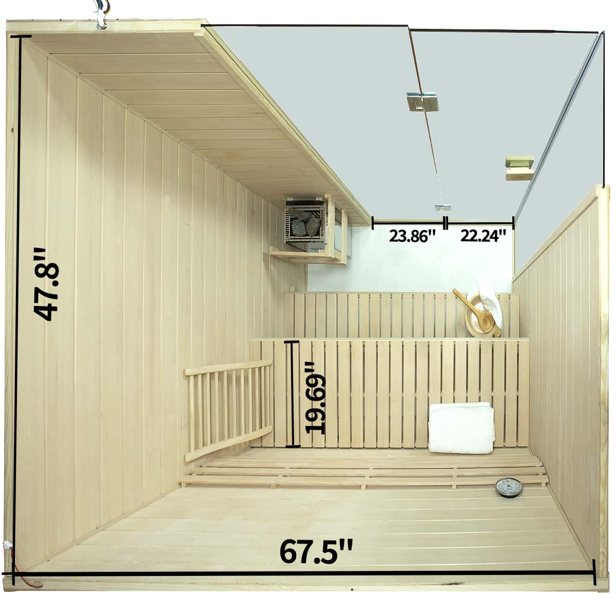 HKXSC 703SH Hemlock 2-3 Person Steam Sauna |New Upgraded-Fresh Air HKXSC-SAUNA