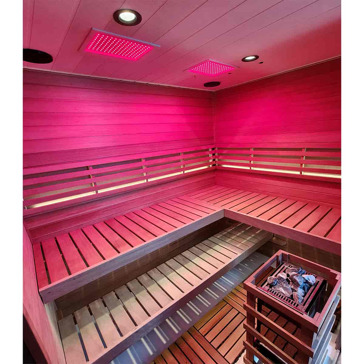 HKXSC 704ST 4 Person Negative Ion Steam Sauna | Resistant to pests | Mahogany | Wide Vision-Lay-Flat HKXSC-SAUNA