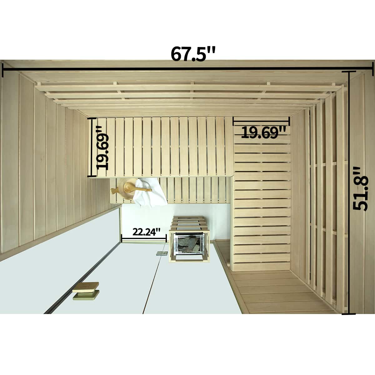 HKXSC 704SH 4 Person Steam Sauna | Hemlock | Wide Vision-Lay-Flat HKXSC-SAUNA