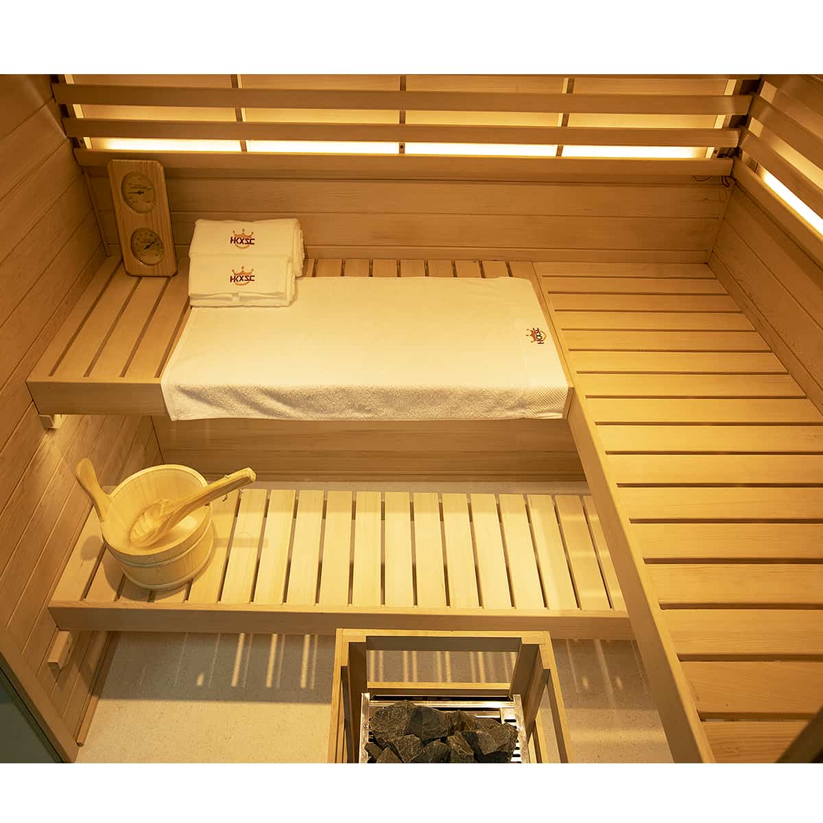 HKXSC 704SH 4 Person Steam Sauna | Hemlock | Wide Vision-Lay-Flat HKXSC-SAUNA