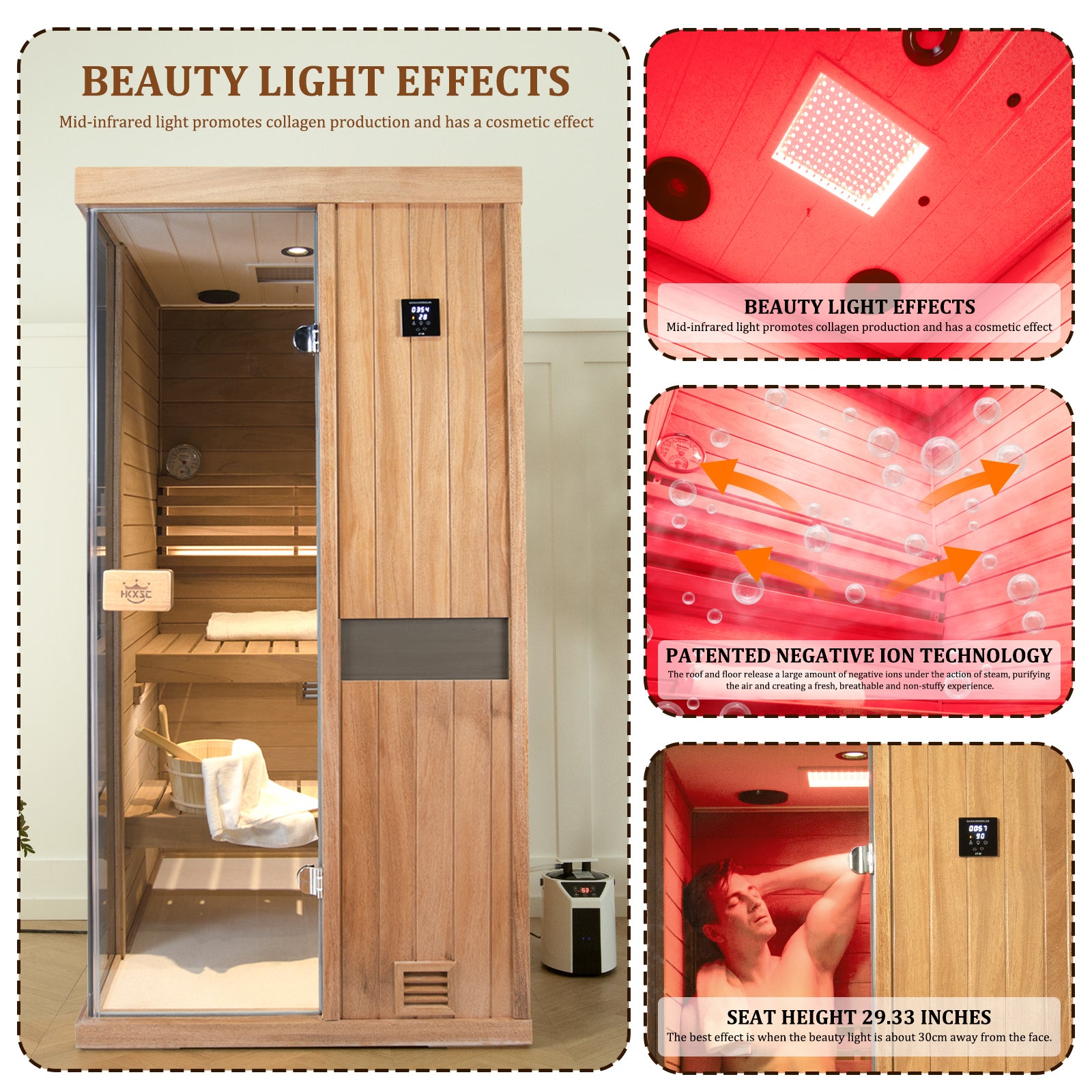 HKXSC 1 Person Sauna for Home Steam Indoor Sauna Traditional Sauna Saunas for Sale