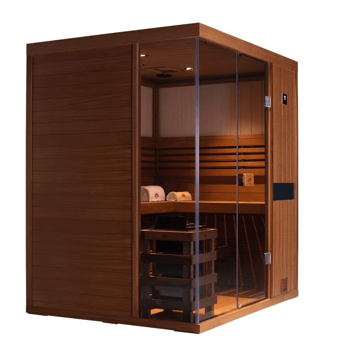 Home spa 4‑person steam sauna crafted from premium mahogany solid wood indoor use