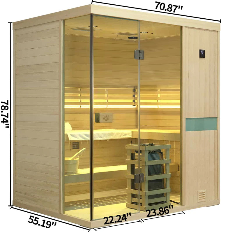 HKXSC 4 Person Steam Sauna All Dimensions Home Sauna Hemlock Luxurious Indoor Sauna