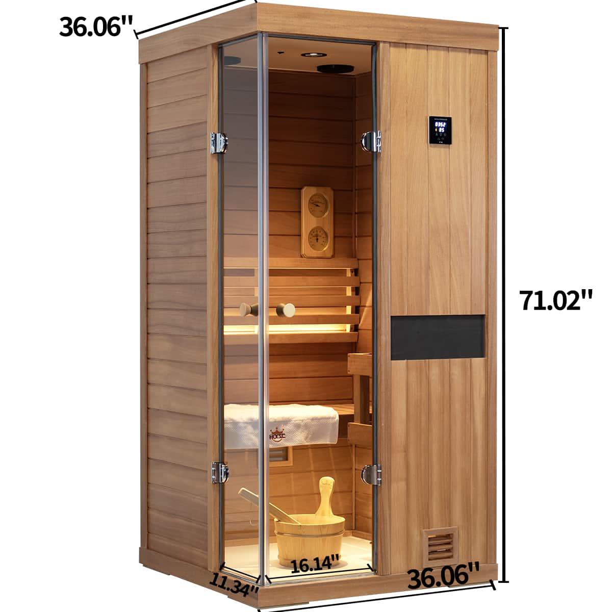HKXSC 700ST One Person Steam Sauna | Resistant to Pests Mahogany | Wood Steam Saunas Indoor | Sauna Room for Sale | Backyard Saunas