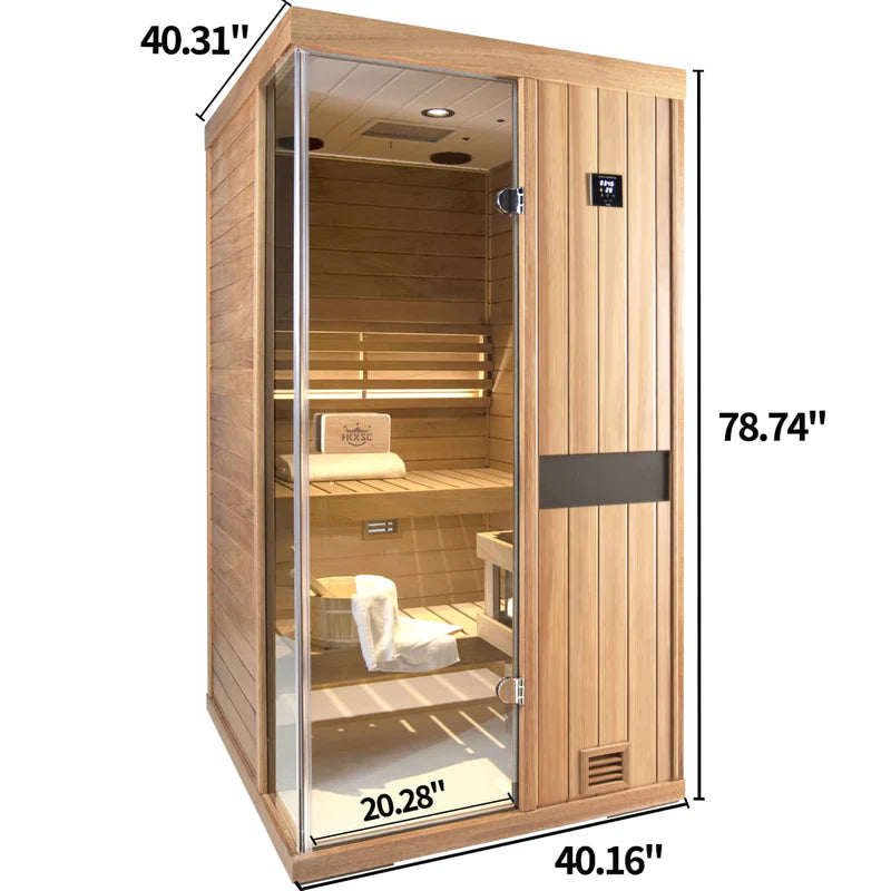 HKXSC 701ST 1 Person Indoor Steam Sauna | African Mahogany Wood Sauna | Sauna Use at Home