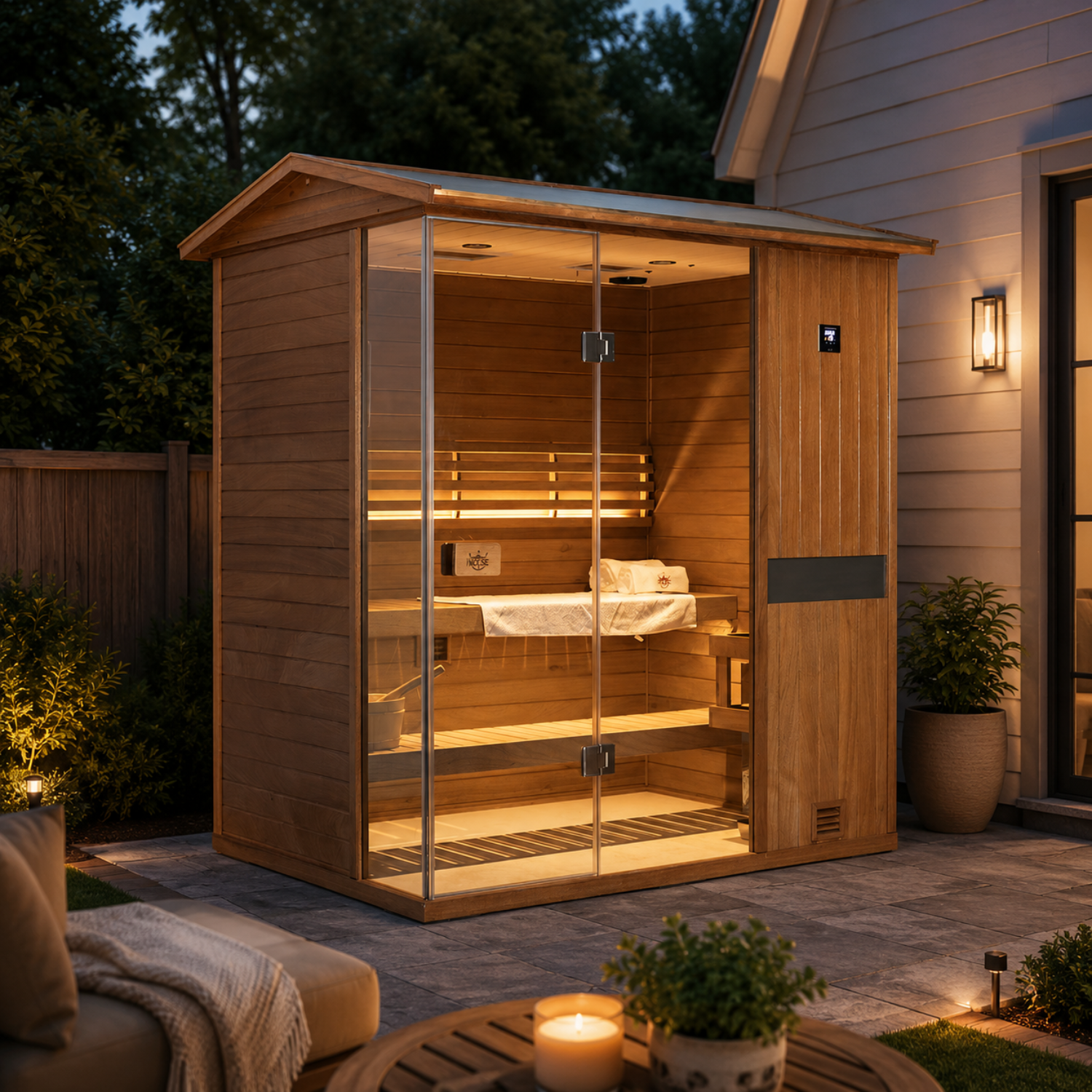Spacious internal space steam sauna cabin support comfortable sitting posture no crowding feeling during family steaming time