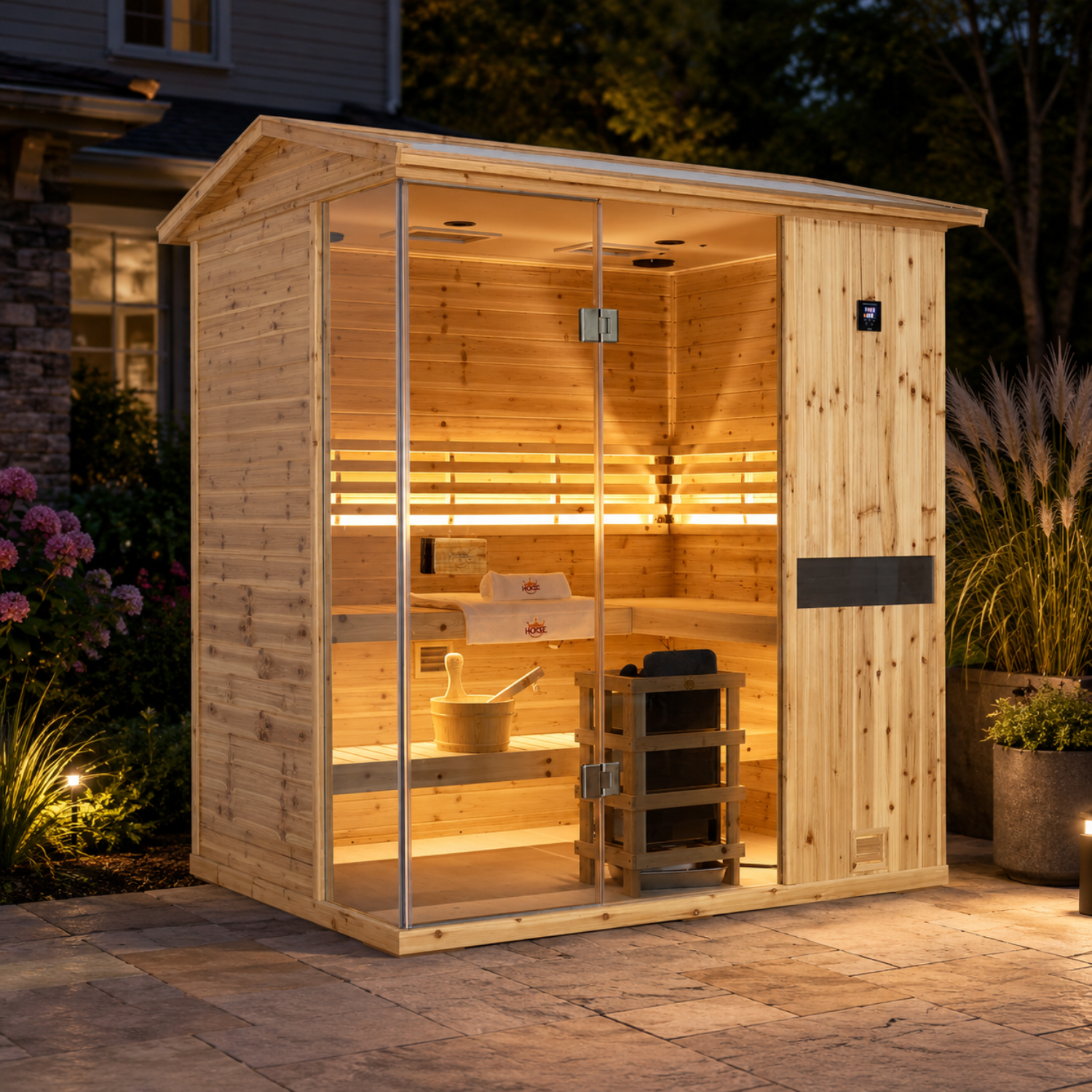 Full accessory equipped outdoor steam sauna room no extra parts needed directly use after completing simple assembly work