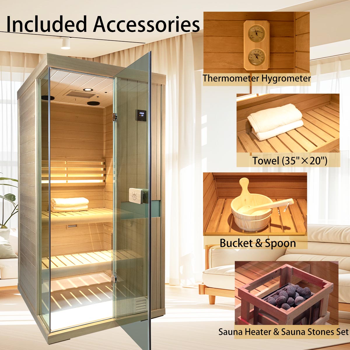 HKXSC 1 Person Indoor Steam Sauna-701SH