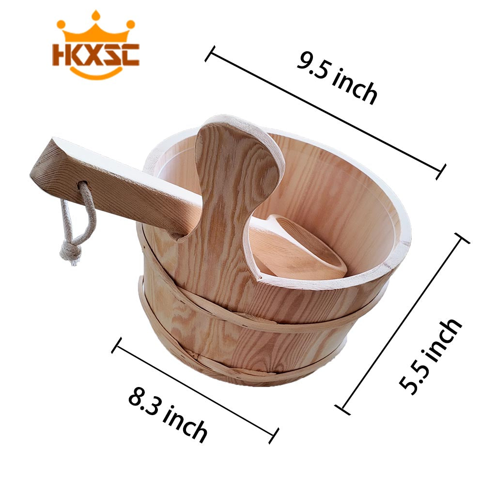Environmentally friendly paint-free solid wood barrel spoon, stable water storage, enhance the sauna experience