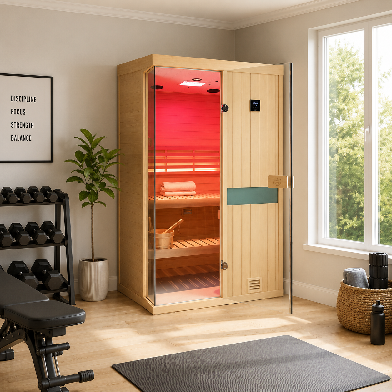 Full accessory equipped indoor steam sauna room no extra parts needed directly use after completing simple assembly work