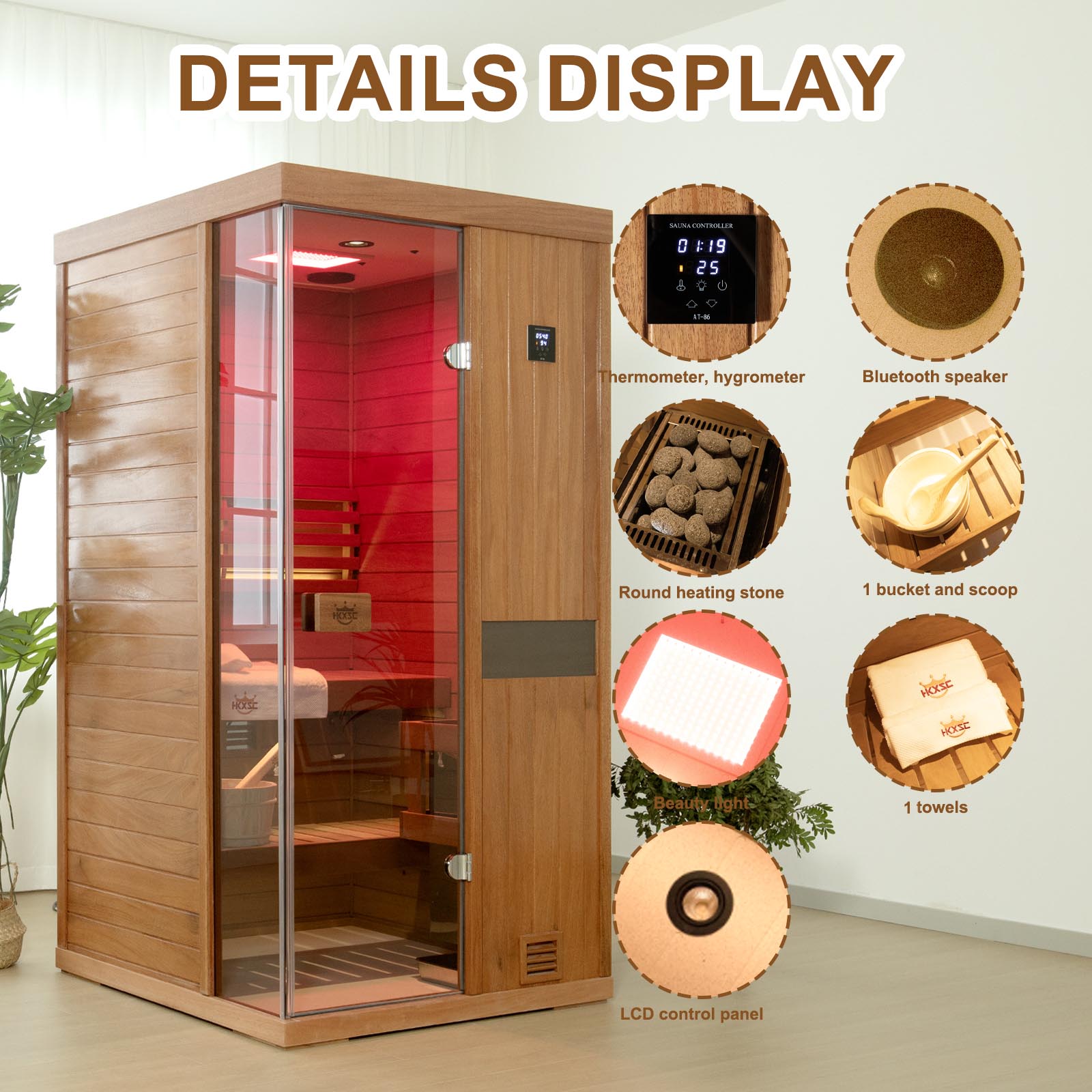 HKXSC Indoor Negative Ion Sauna Steam Saunas for Home Indoor saunas for Home 1 Person Saunas for Home Near Me