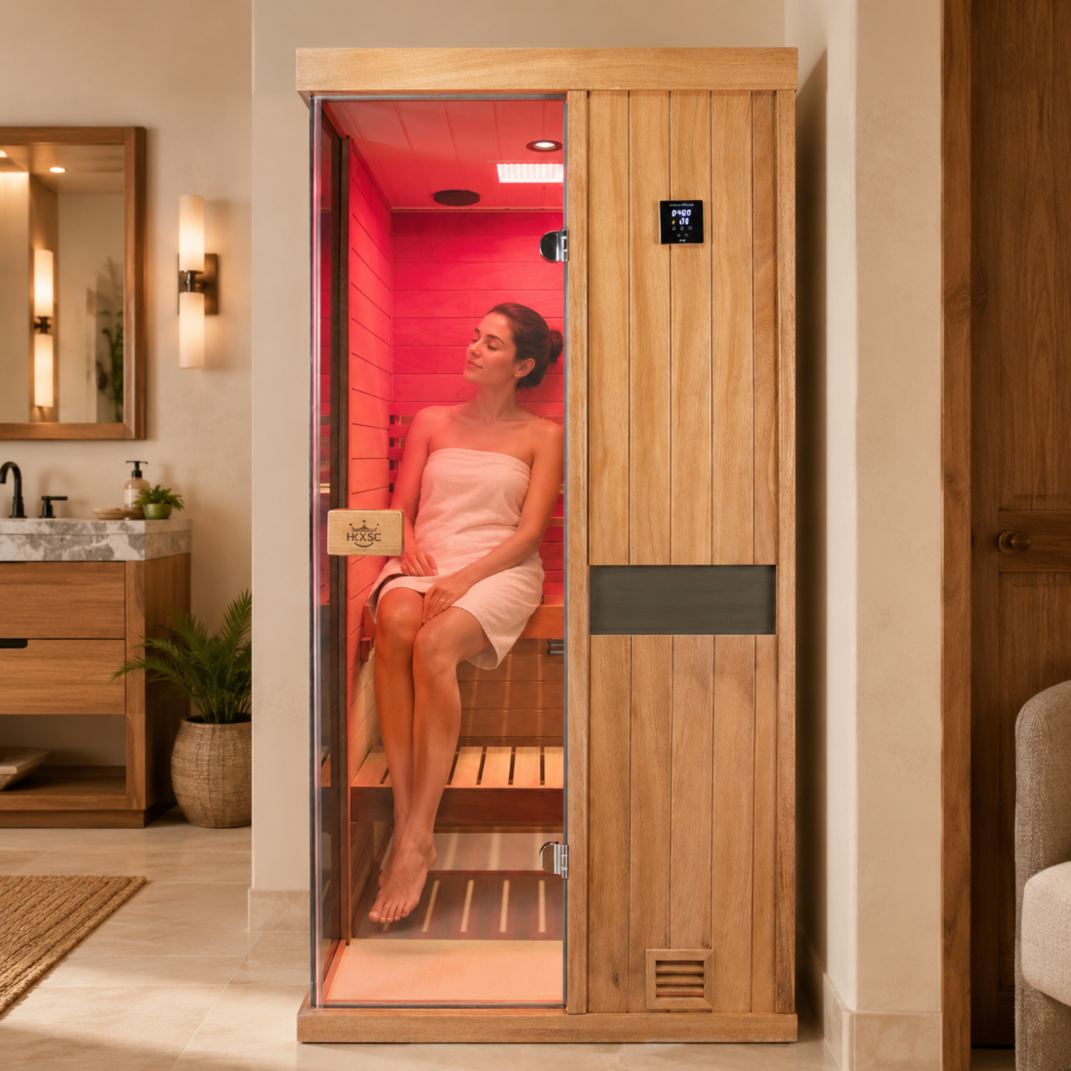 Heavy duty solid timber steam sauna room anti deformation stable construction suitable for long years regular home usage