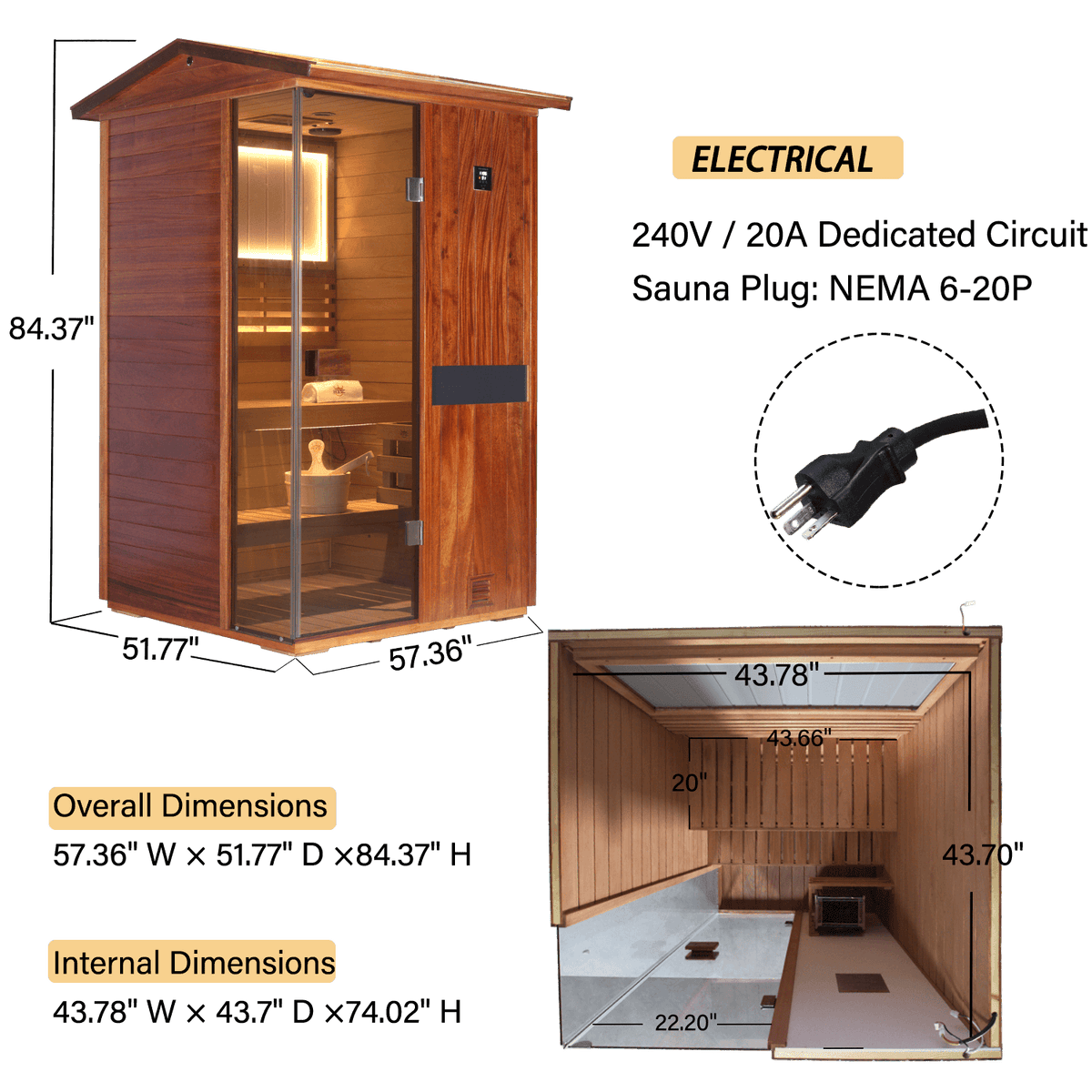 two person wooden steam sauna dimension display HKXSC Outdoor Upgraded Backyard Traditional Steam Sauna