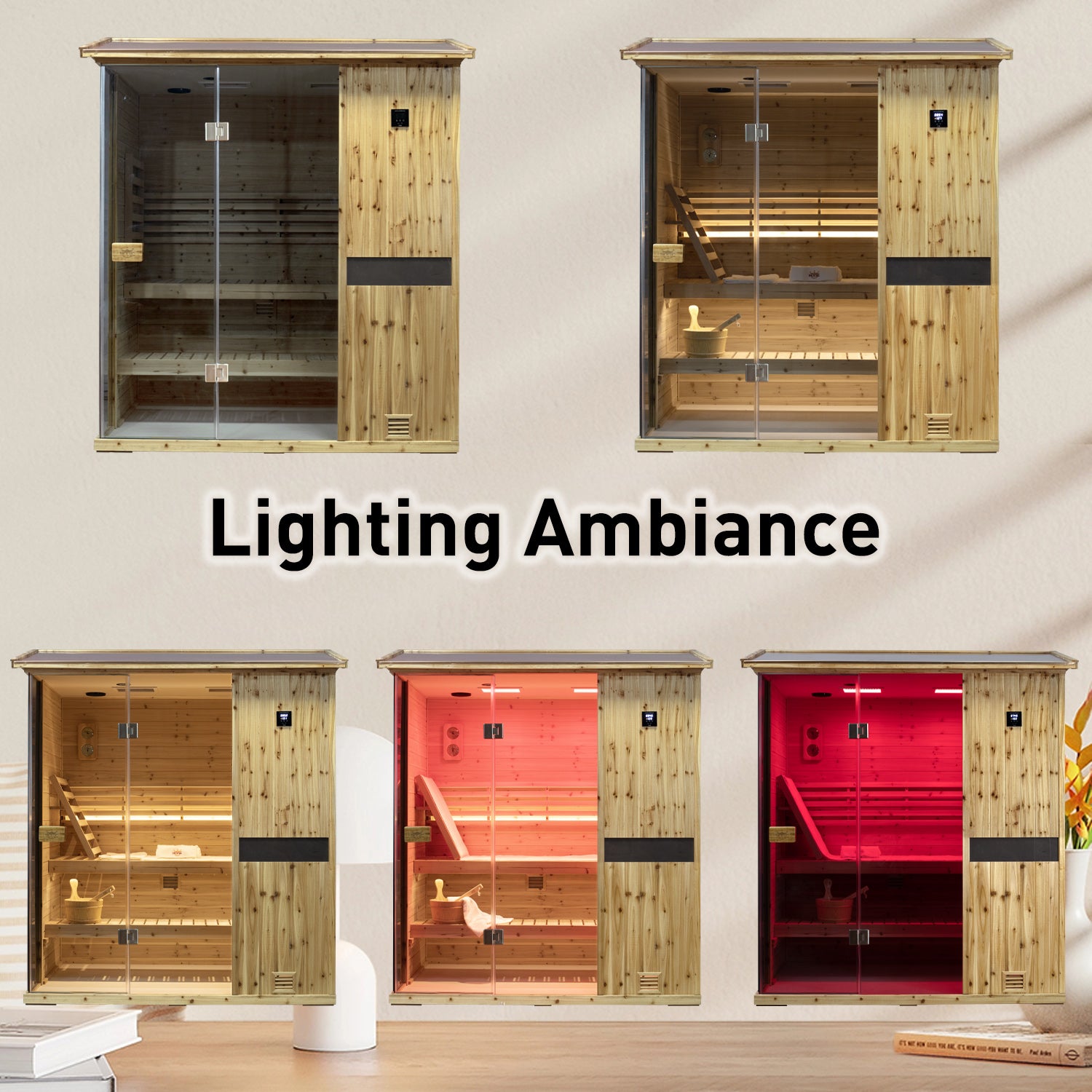 Sauna top ceiling lighting system, waterproof heat-resistant lamp for steam room