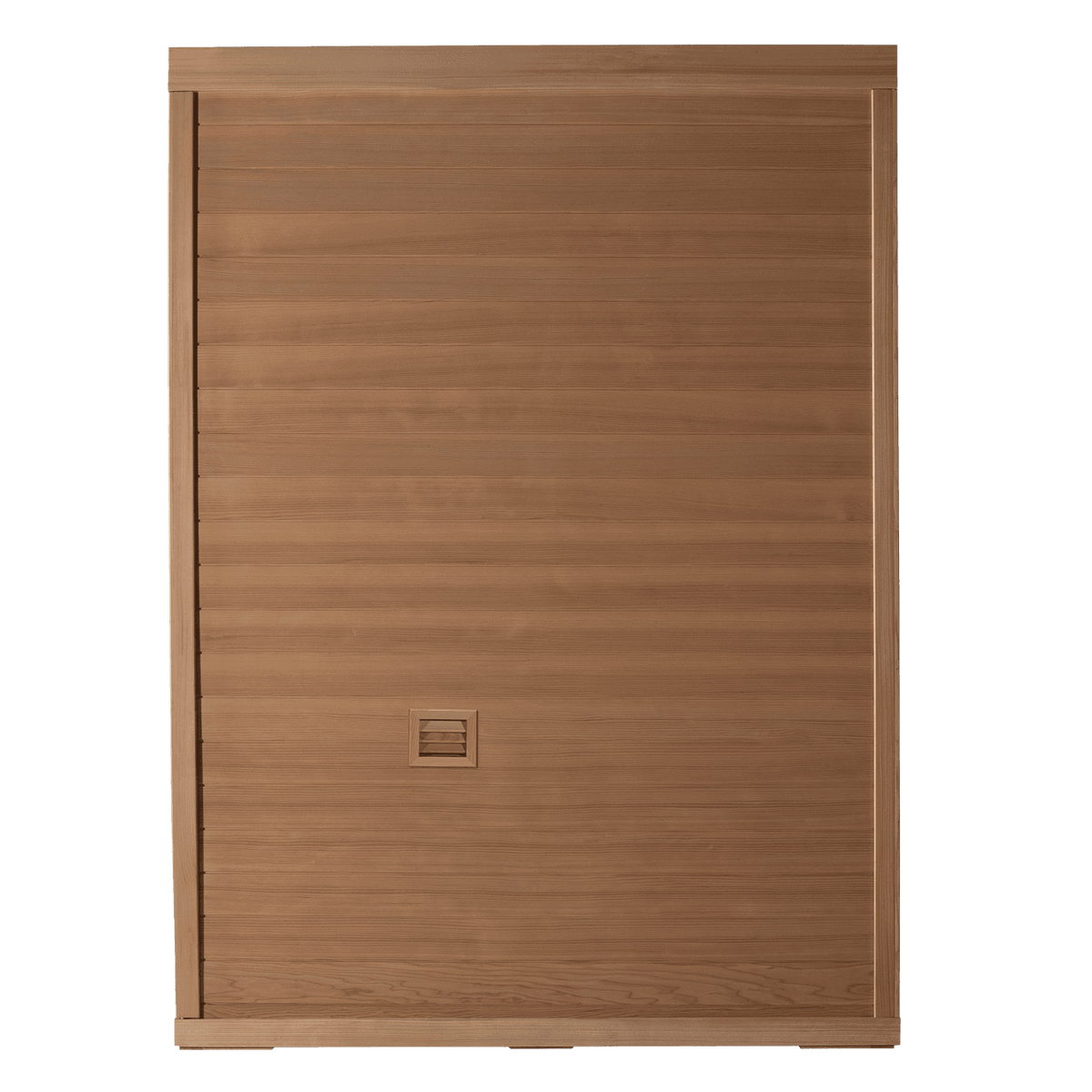 Four user indoor hemlock steam sauna cabin, 660nm red light therapy panels installed inside plus negative ion air cleaner