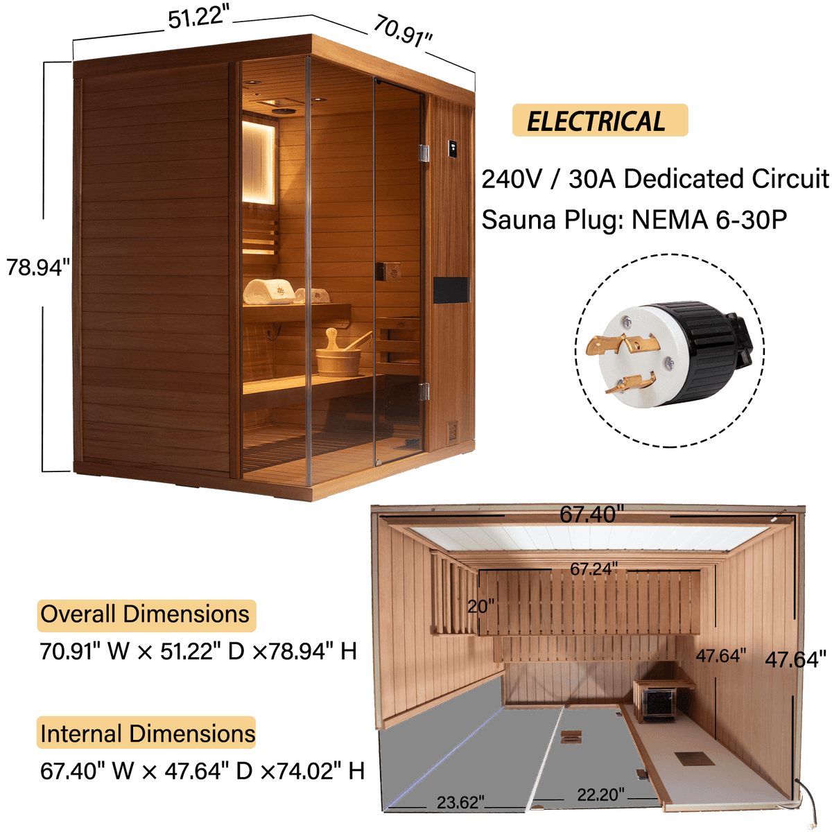 HKXSC 703STU solid mahogany indoor steam sauna, fits three adults for family sauna sessions