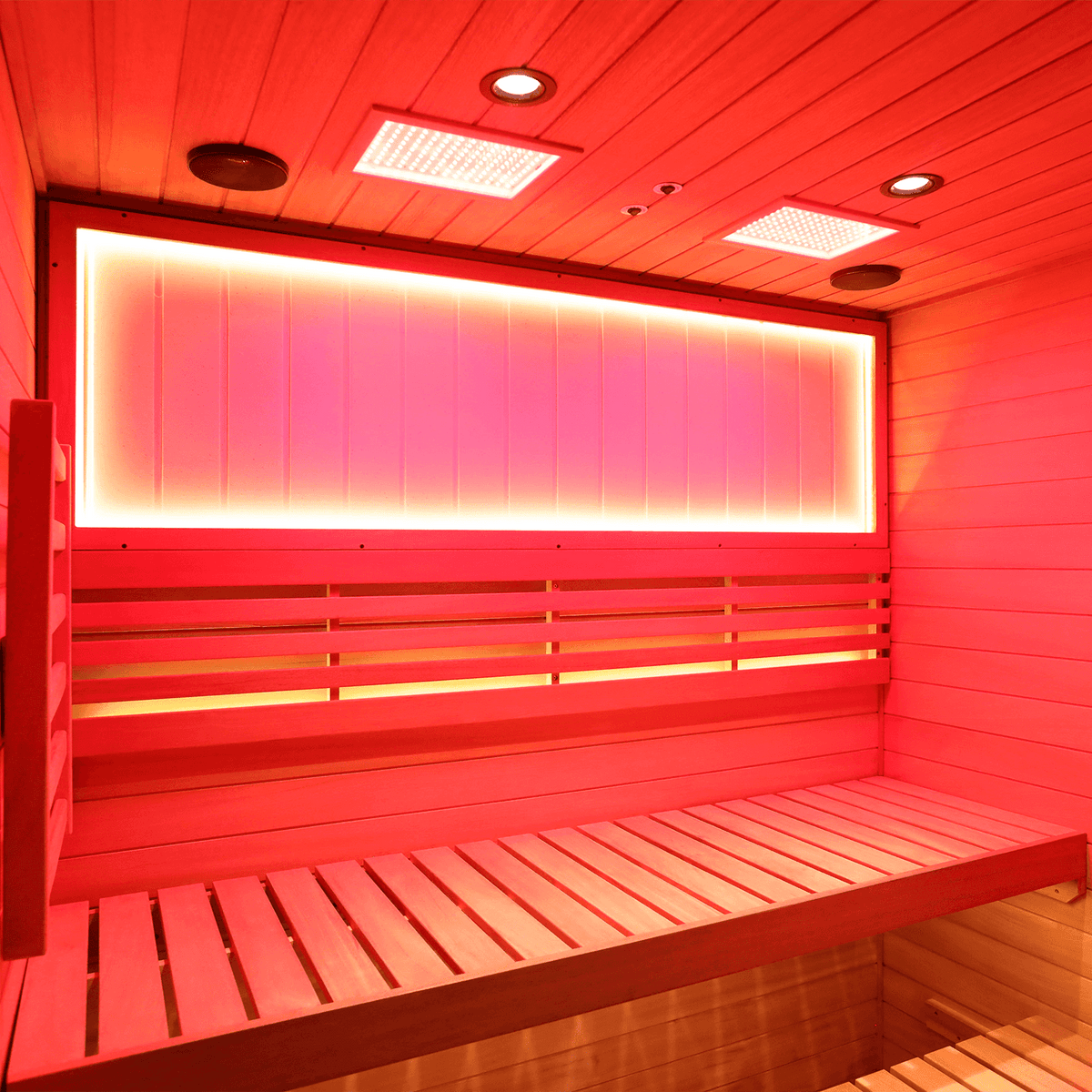Modern home interior with HKXSC 703STU upgraded mahogany 3-person steam sauna