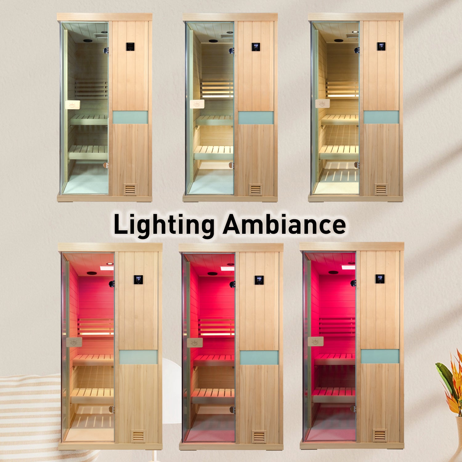 Sauna soft interior lighting for easy access