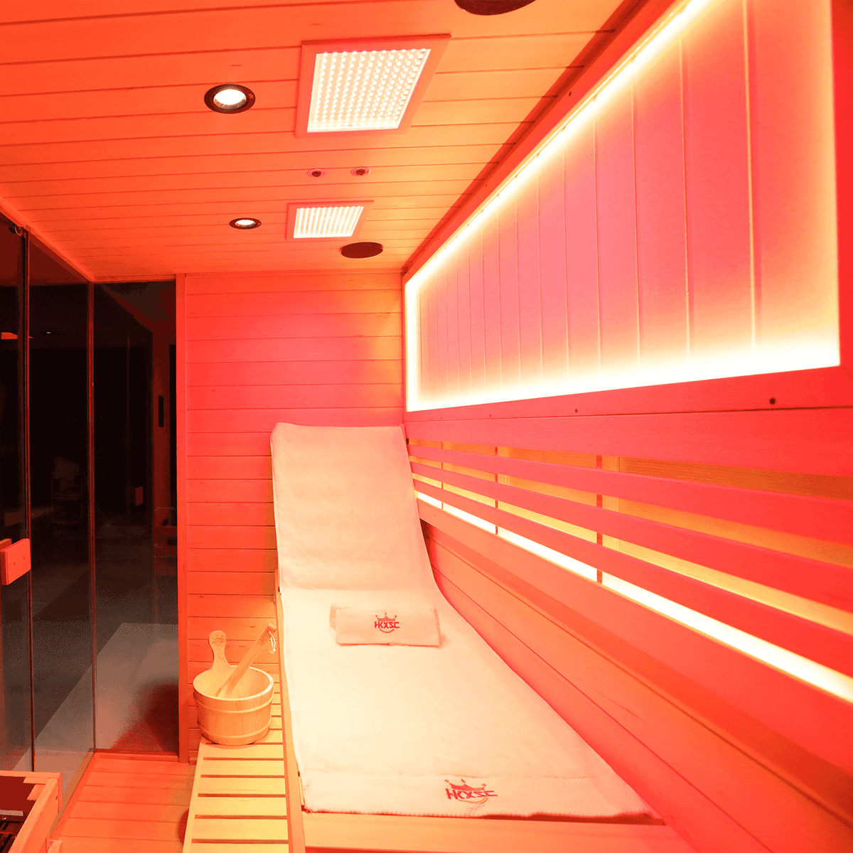 HKXSC 703SHU indoor Hemlock sauna with negative ion panel for cleaner air and relaxation