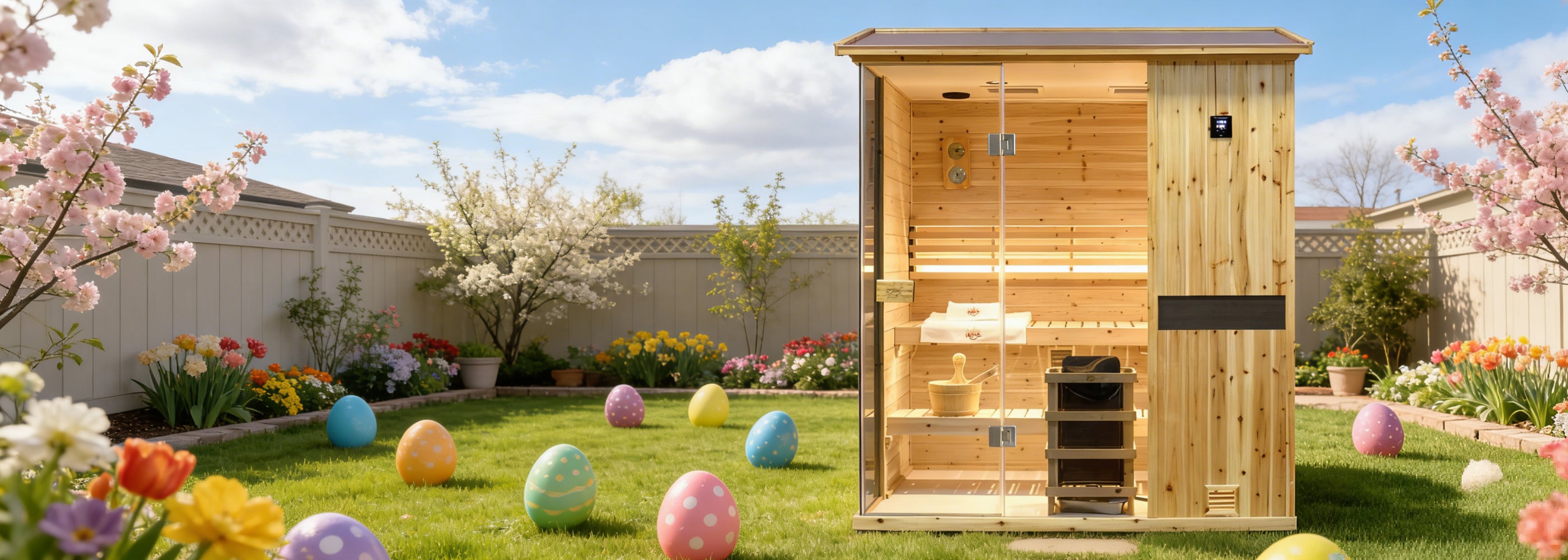 HKXSC 704VS Outdoor Steam Sauna with Negative Ion Technology & 660nm Red Light Therapy