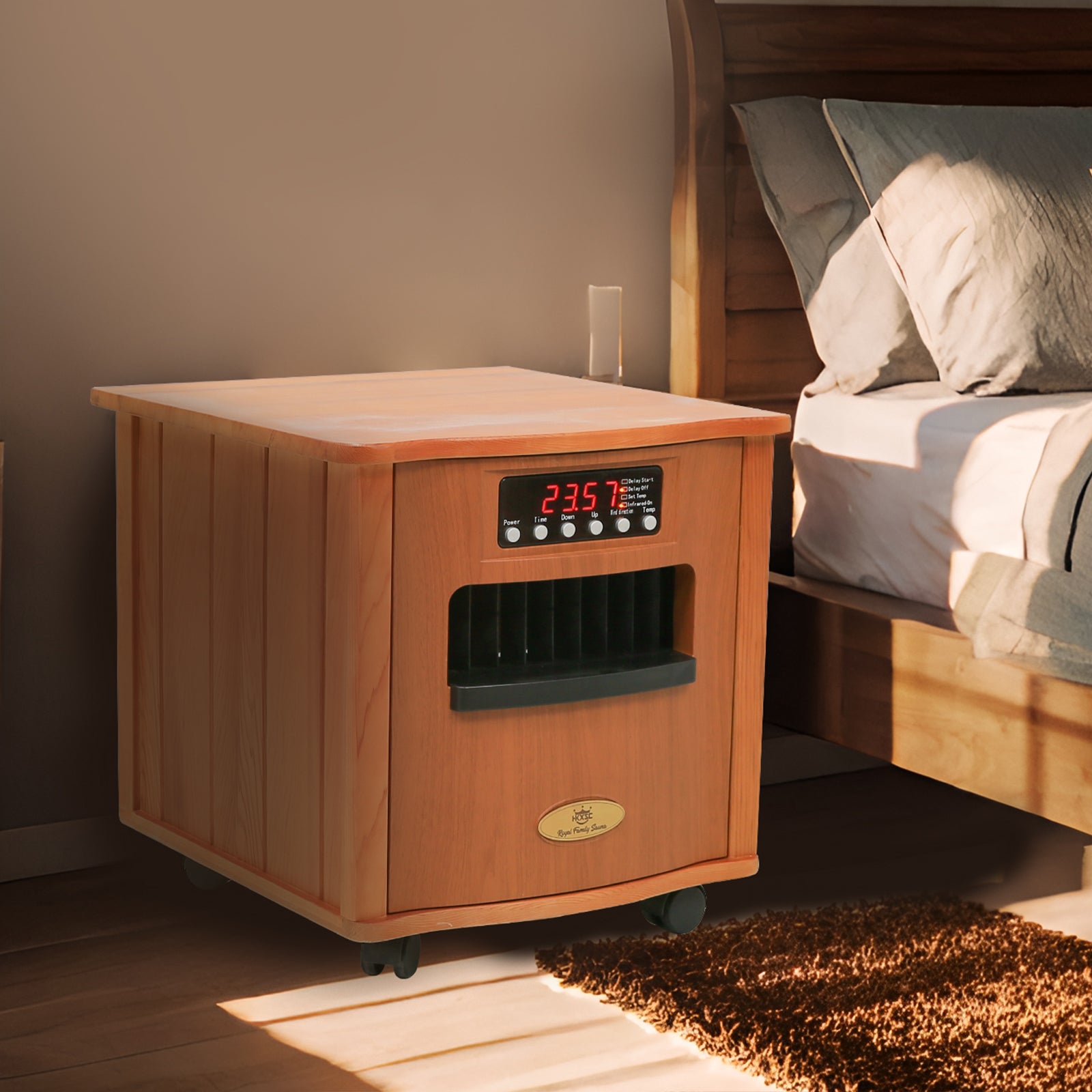 HKXSC 501R Bedside Cupboard Portable Heater In Red Cedar