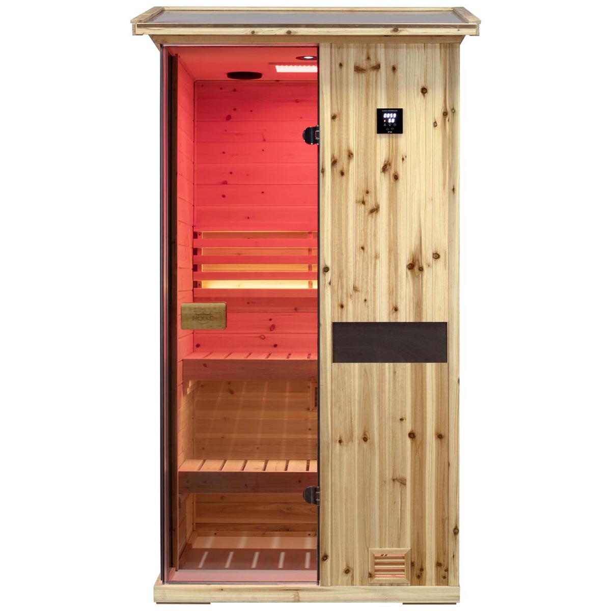Outdoor old cedar steam sauna, V-shaped top shape, high-end atmosphere