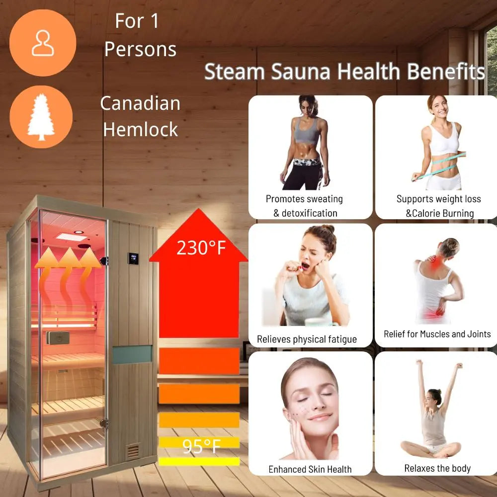 HKXSC 701SH 1 Person Indoor Steam Sauna | affordable | New Upgraded HKXSC-SAUNA