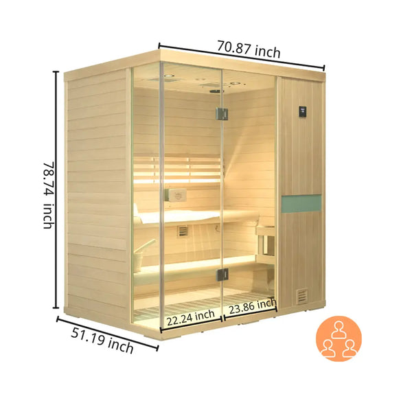 HKXSC 703SH Hemlock2-3 Person Steam Sauna |New Upgraded-Fresh Air HKXSC-SAUNA