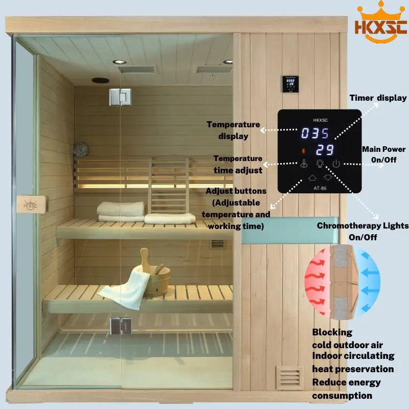 HKXSC 703SH Hemlock  2-3 Person Steam Sauna |New Upgraded-Fresh Air HKXSC-SAUNA