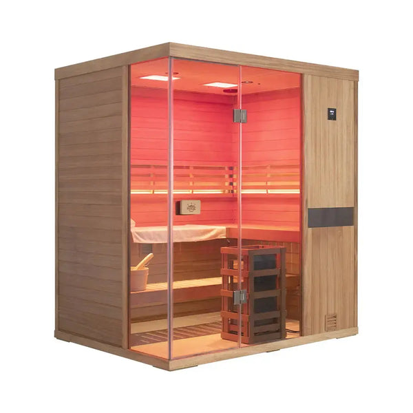 HKXSC 704ST4 Person Negative Ion Steam Sauna | Resistant to pests | Mahogany | Wide Vision-Lay-Flat HKXSC-SAUNA