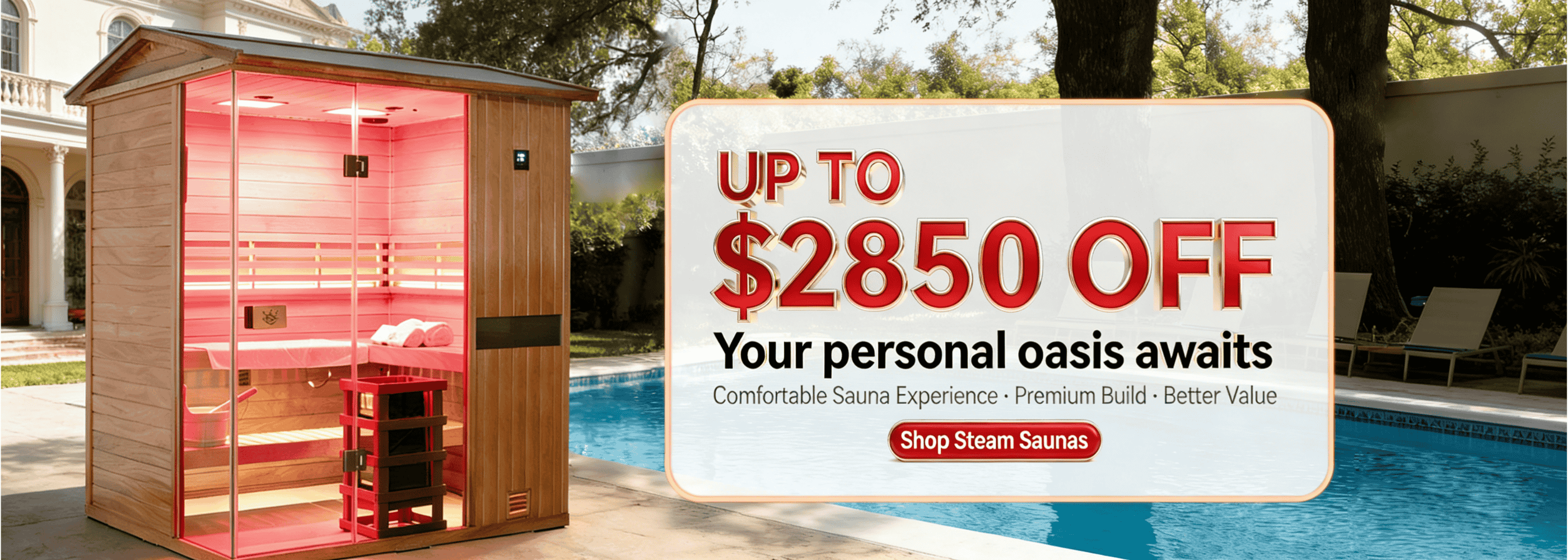 4-Person Aurora Outdoor Steam Sauna 704VT in Mahogany Wood – Premium Outdoor Sauna Room with Natural Wood Finish and Steam Function