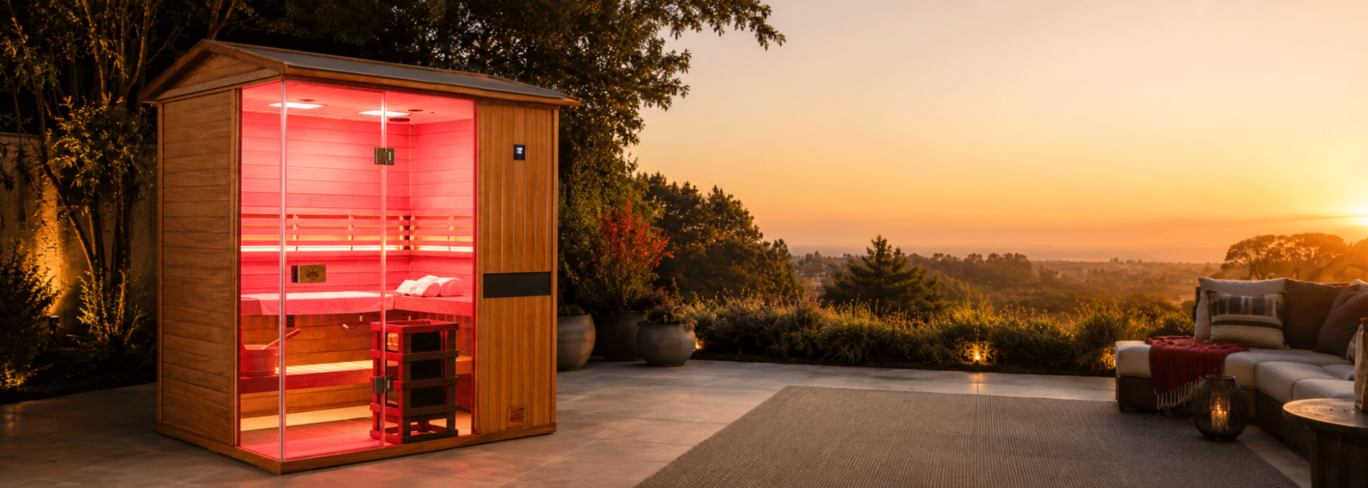 HKXSC 704VT outdoor sauna with a spacious modern design