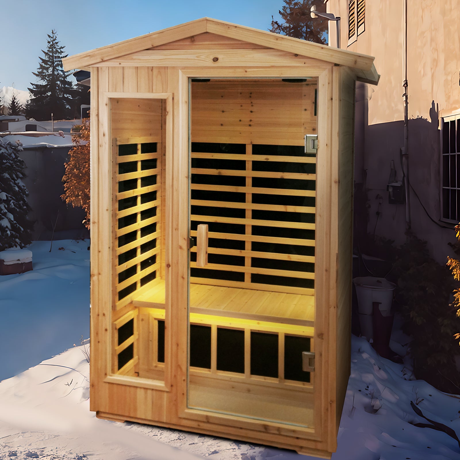 Noble ZS II 2 Person Ultra Low EMF Outdoor Fir Wood Infrared Sauna