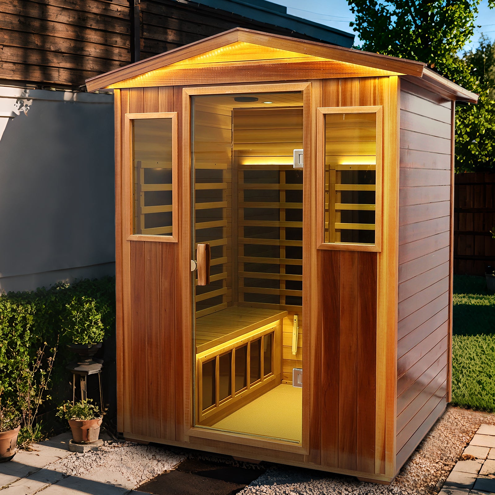 King RS IV 4 Person Ultra Low EMF Outdoor Red Cedar Infrared Sauna