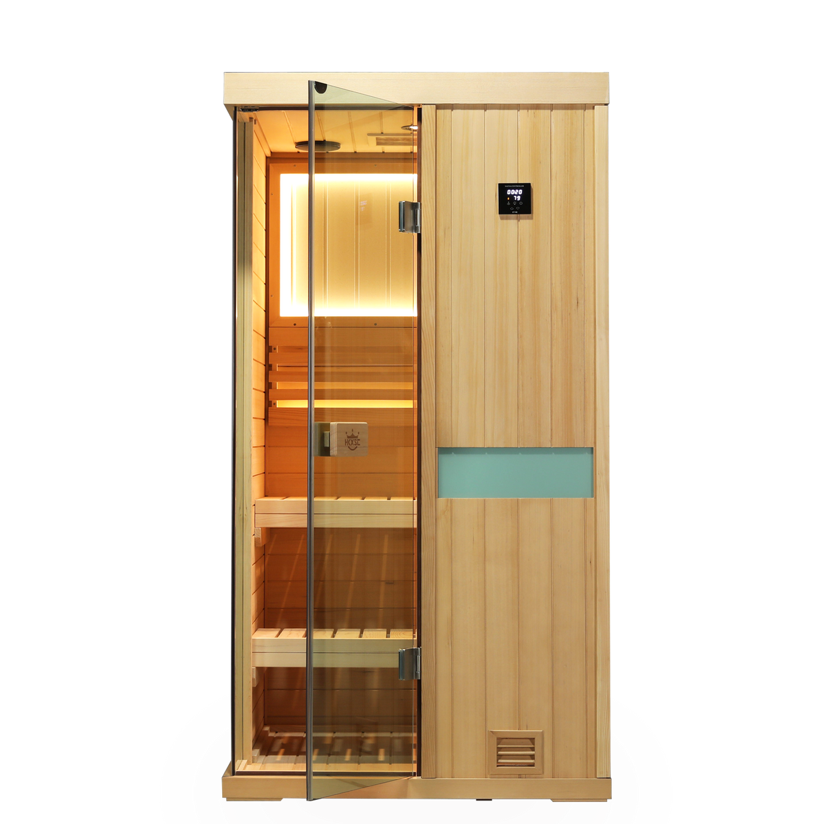 Compact indoor 1 person steam sauna 701SH upgraded model, solid hemlock construction, home detox spa