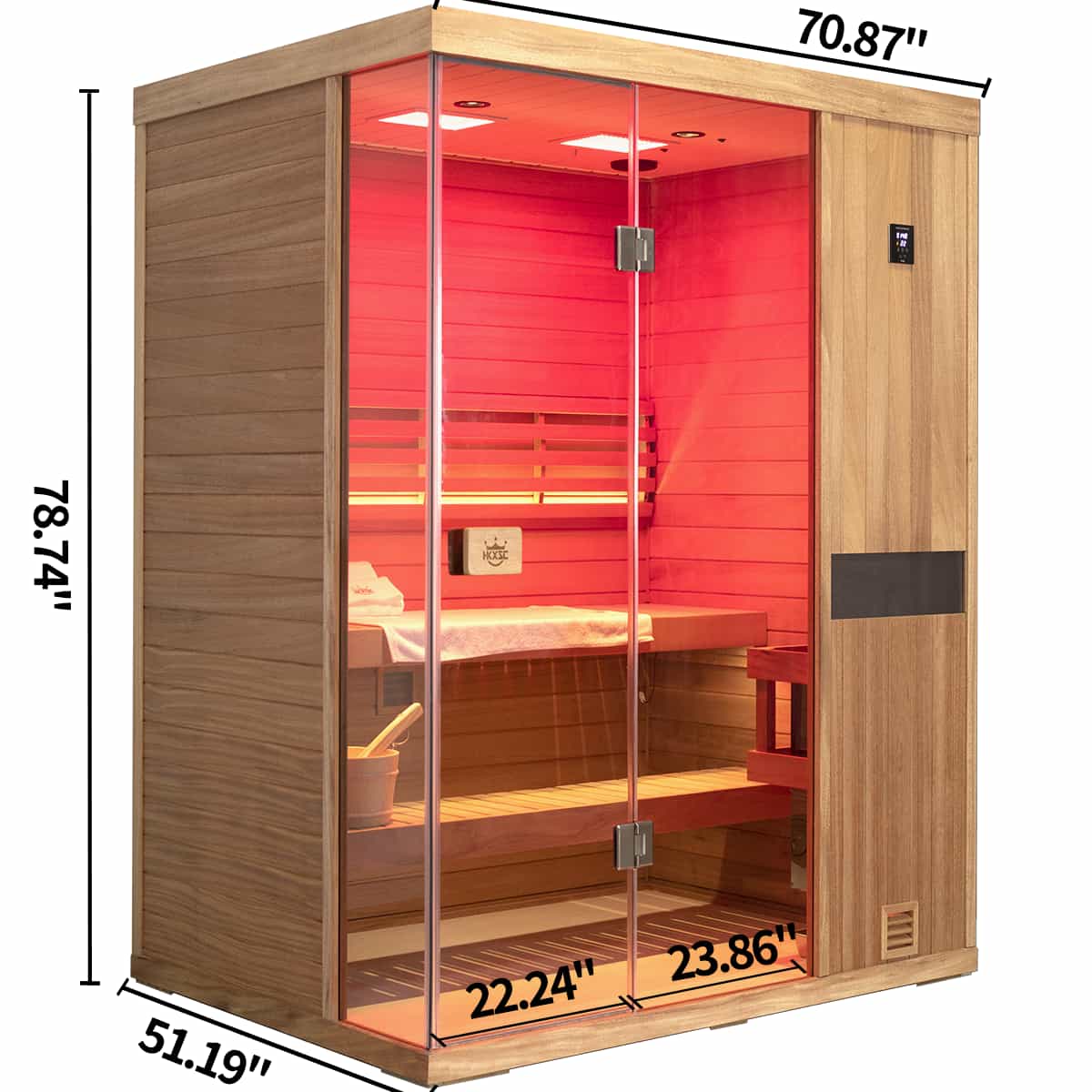 HKXSC 703ST New Upgraded Mahogany 2-3 Person Steam Sauna |  Waterproof | Pest proof HKXSC-SAUNA