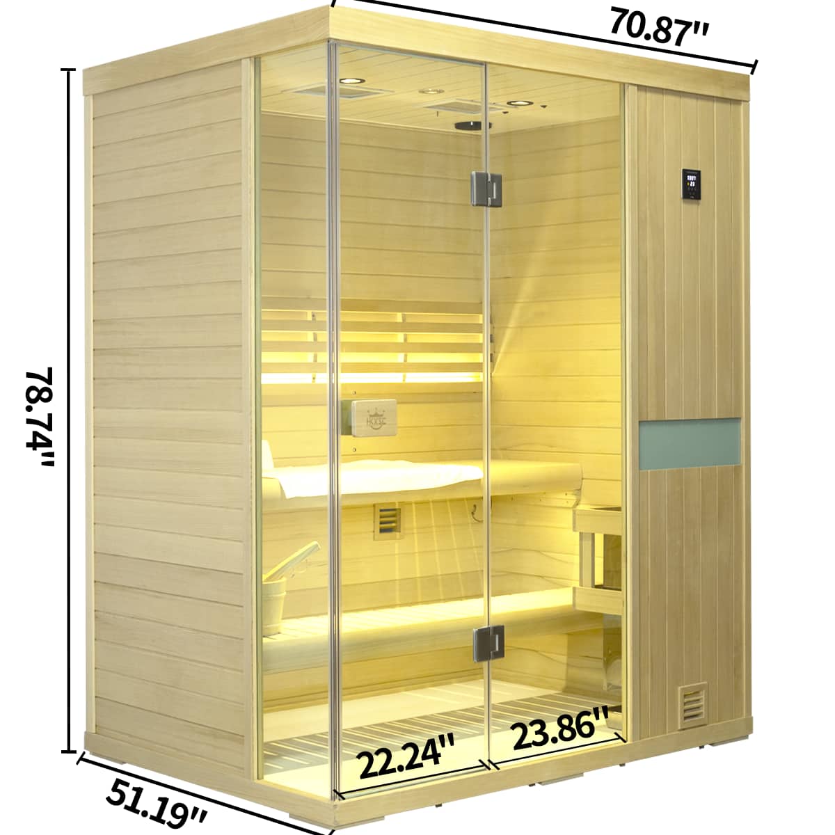 HKXSC 703SH Hemlock  2-3 Person Steam Sauna |New Upgraded-Fresh Air HKXSC-SAUNA
